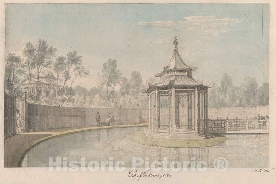 Art Print : Thomas Sandby - View of The Menagerie at Kew : Vintage Wall Art