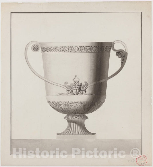 Art Print : Workshop of Henri Auguste - Design for a Wine Cooler : Vintage Wall Art