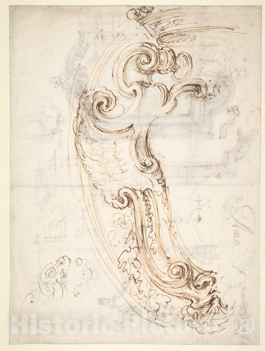 Art Print : Stefano Della Bella - Design for a Cartouche (Recto)