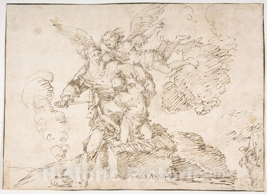 Art Print : Francesco Fracanzano - Abraham About to Sacrifice Isaac : Vintage Wall Art