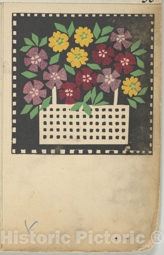 Art Print : Leopoldine Kolbe - Basket of Flowers - 429182 : Vintage Wall Art
