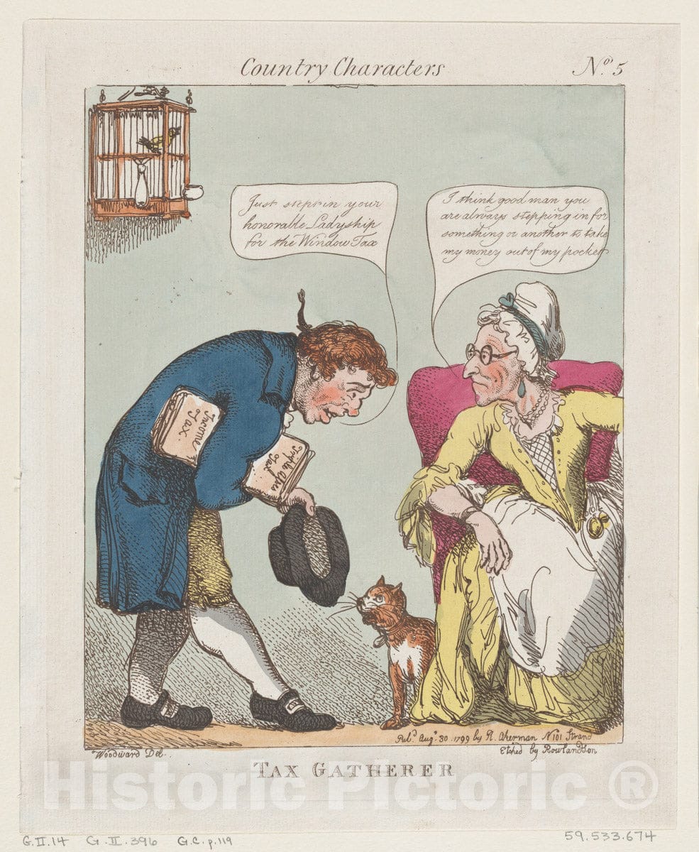 Art Print : Thomas Rowlandson - Tax Gatherer : Vintage Wall Art