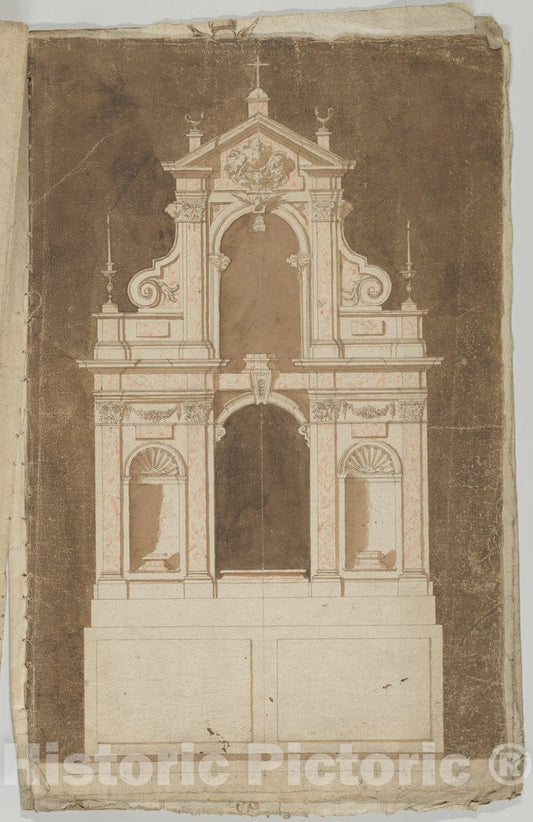 Art Print : Flemish - Design for an Altar with Red Marble to be Set Against a Wall : Vintage Wall Art