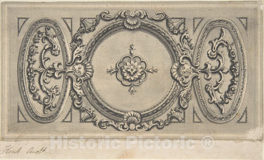 Art Print : Isaac Ware - Design for a Staircase Ceiling : Vintage Wall Art