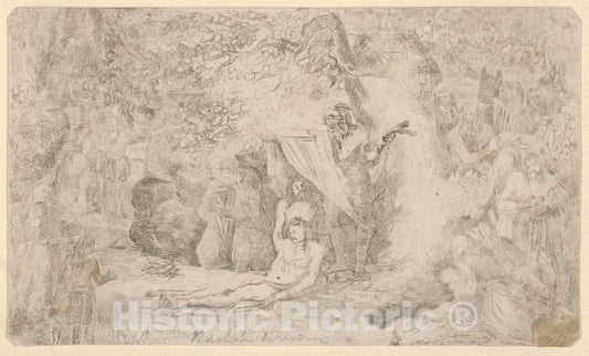 Art Print : Rodolphe Bresdin - La Mort d'Uncas (The Death of Uncas) : Vintage Wall Art