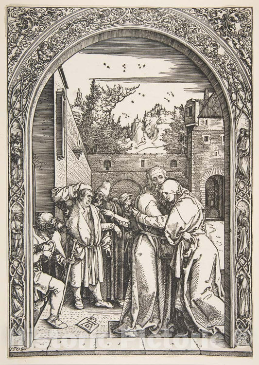 Art Print : Albrecht Dürer - Joachim and Anna at The Golden Gate, from The Life of The Virgin 2 : Vintage Wall Art