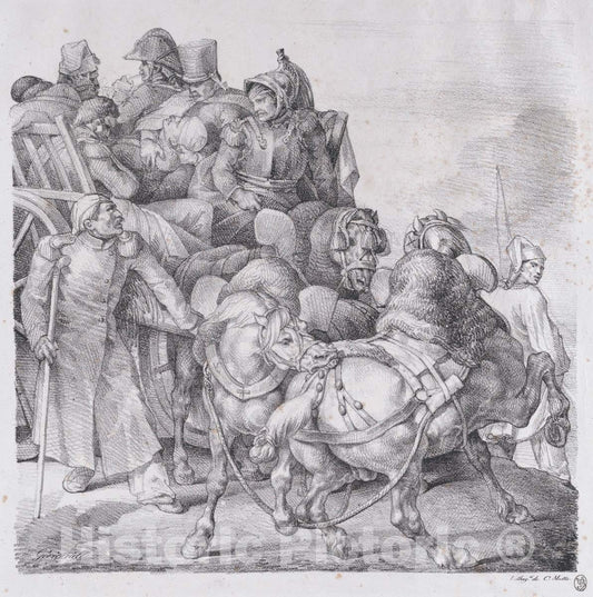 Art Print : Théodore Gericault - Cart Loaded with Wounded Soldiers : Vintage Wall Art