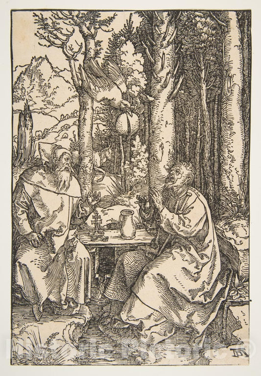 Art Print : Albrecht Dürer - Saint Anthony and Saint Paul in The Desert 2 : Vintage Wall Art
