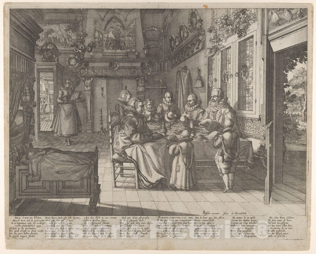 Art Print : Claes Jansz. Visscher - A Family Saying Grace : Vintage Wall Art
