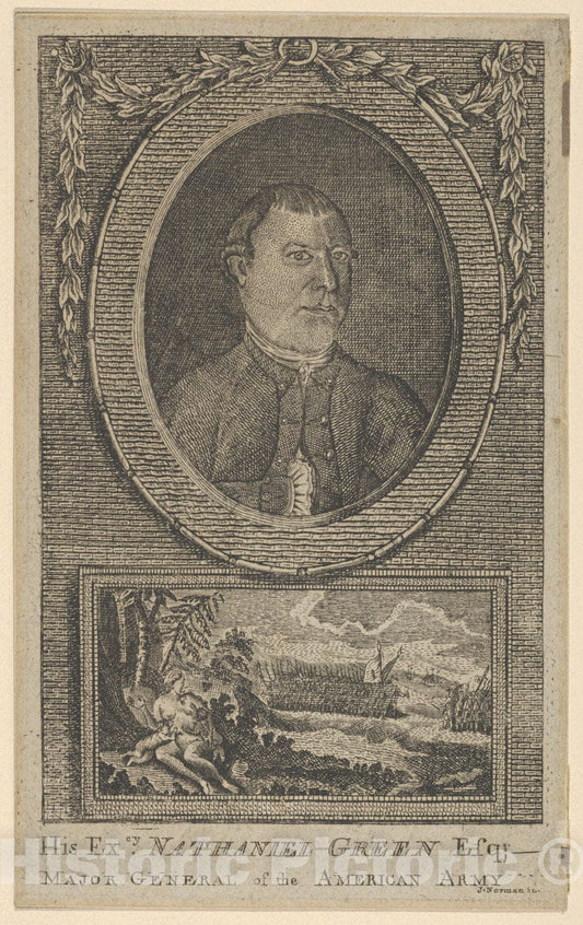 Art Print : John Norman - His Excellency Nathaniel Green, Esq, Major General of The American Army : Vintage Wall Art