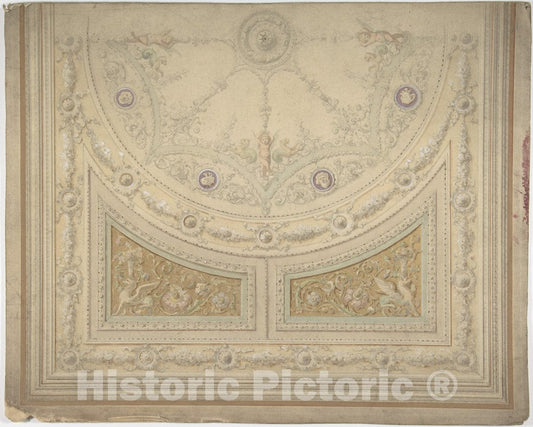 Art Print : British, 19th Century - Ceiling Design, Half of a Circle : Vintage Wall Art