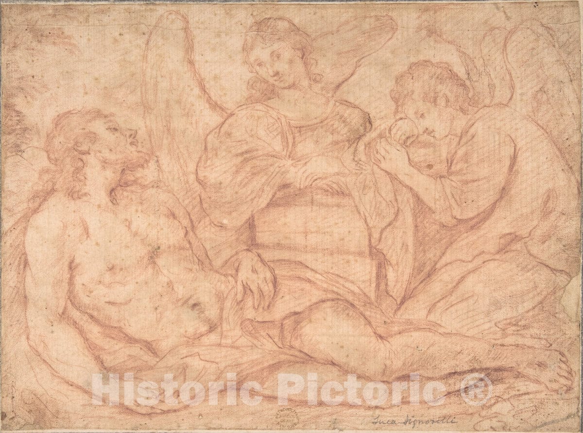 Art Print : Italian, Roman-Bolognese, 17th Century - Dead Christ Mourned Over by Angels : Vintage Wall Art