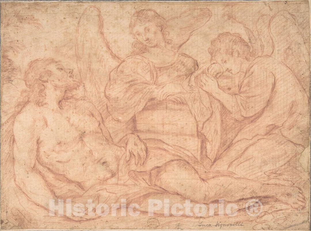 Art Print : Italian, Roman-Bolognese, 17th Century - Dead Christ Mourned Over by Angels : Vintage Wall Art