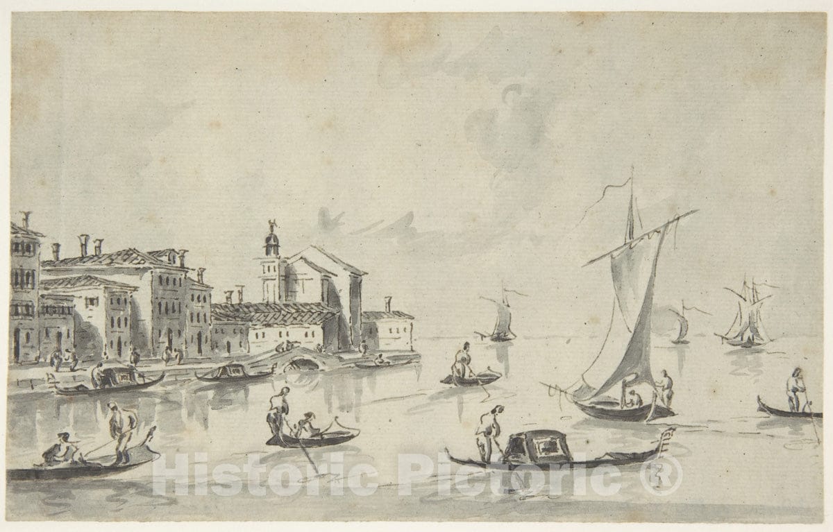 Art Print : Giacomo Guardi - San Biagio on The Giudecca : Vintage Wall Art