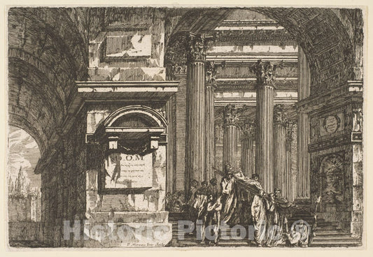 Art Print : Pierre Moreau - Funerary Scene in a Temple : Vintage Wall Art