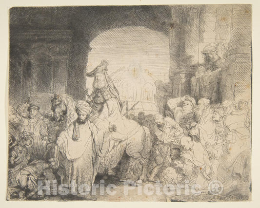 Art Print : Rembrandt (Rembrandt Van Rijn) - The Triumph of Mordecai 2 : Vintage Wall Art