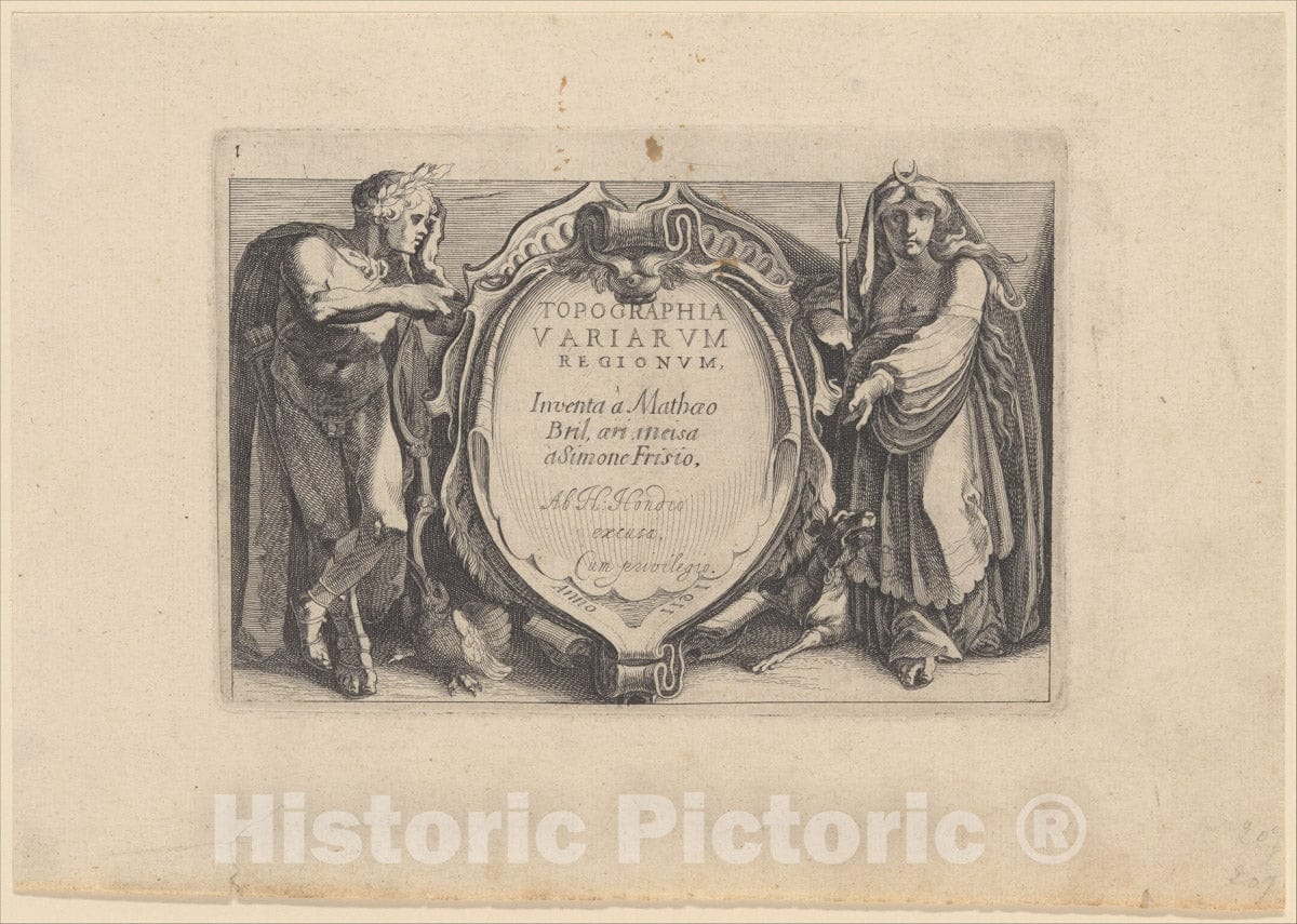 Art Print : Simon Wynhoutsz Frisius - Title to Topographia Variarum Regionum 1 : Vintage Wall Art