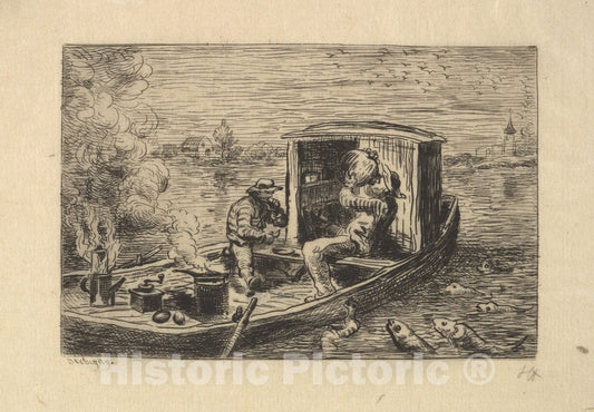 Art Print : Charles-François Daubigny - Gobbling a Meal : Vintage Wall Art