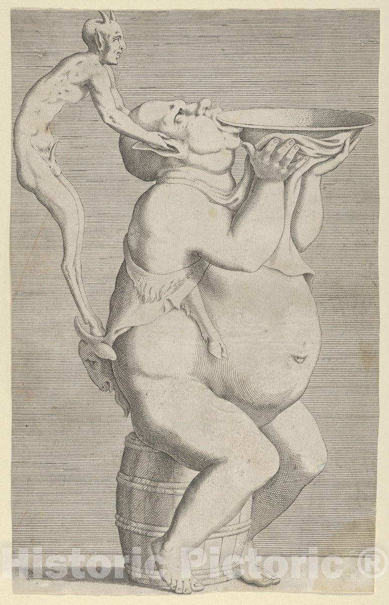 Art Print : Léon Davent - Silenus, as a Vase, Satyr Handle : Vintage Wall Art