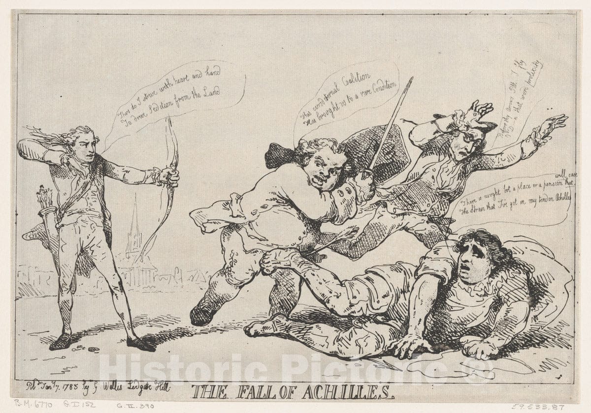 Art Print : Thomas Rowlandson - The Fall of Achilles : Vintage Wall Art