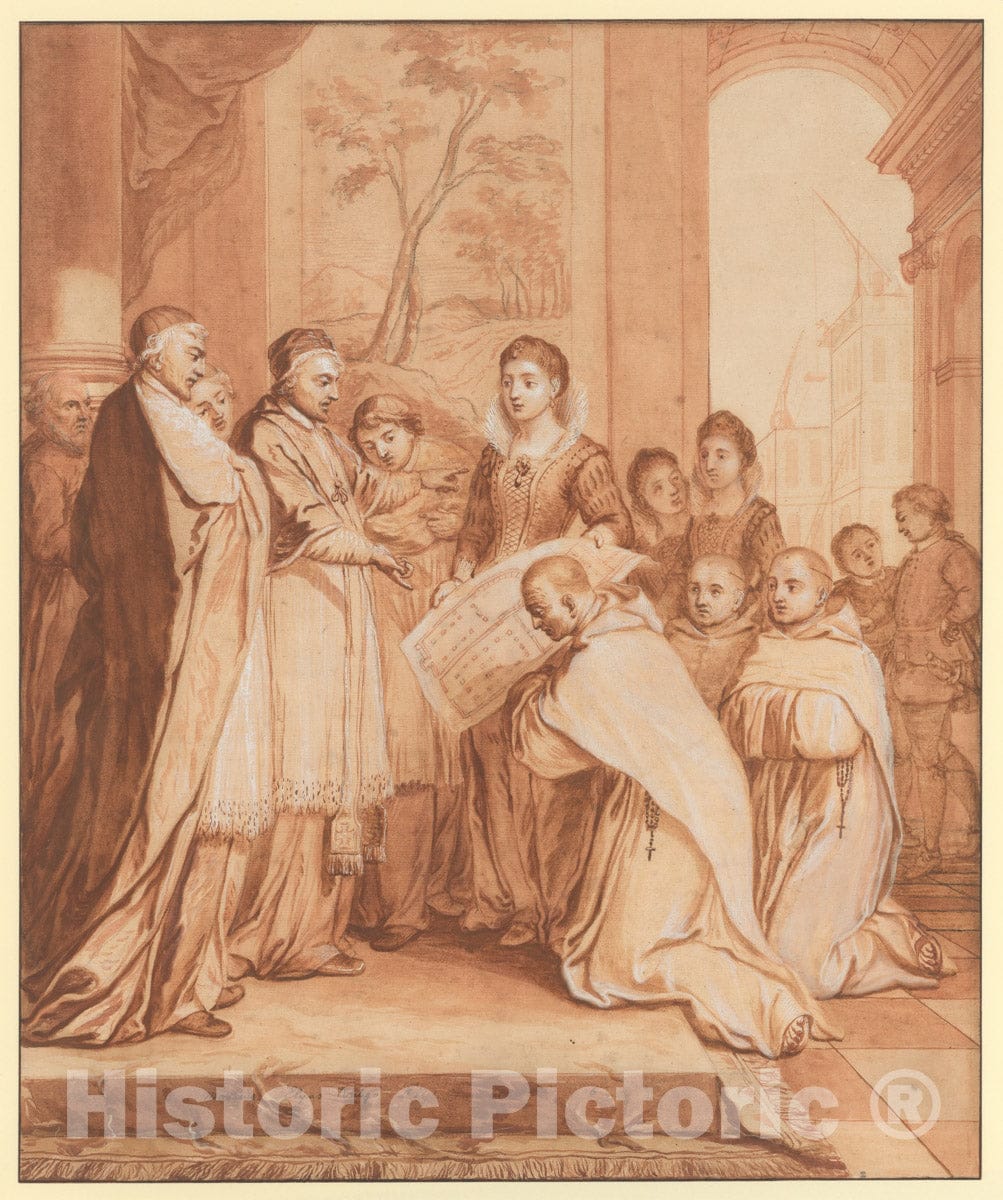 Art Print : Matthieu Elias - Scene One from The Life of The Reverend Jean de la Barrière : Vintage Wall Art