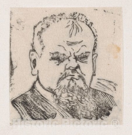 Art Print : José Guadalupe Posada - A Bust of an Angry Man with a Beard : Vintage Wall Art