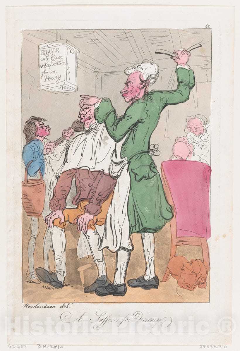 Art Print : Thomas Rowlandson - A Sufferer for Decency : Vintage Wall Art