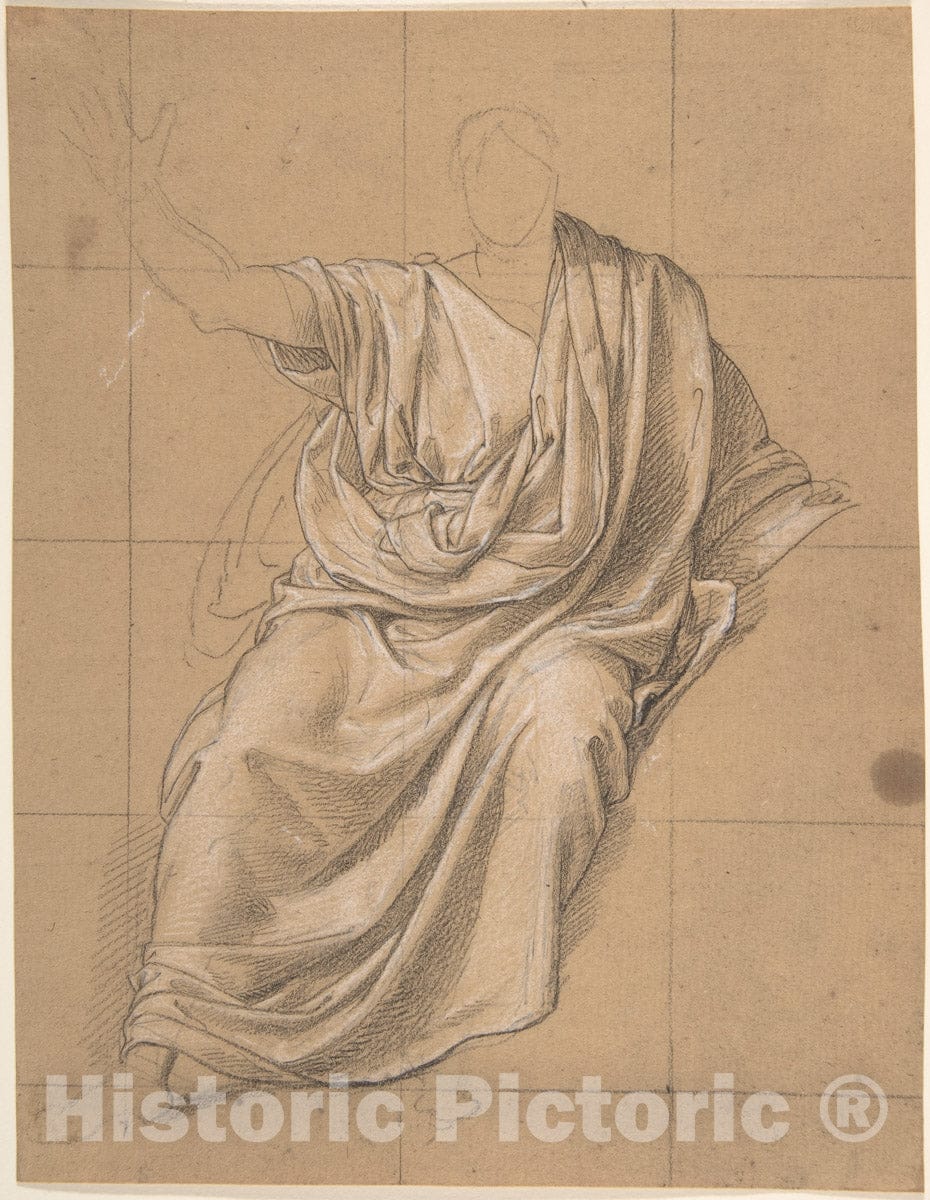 Art Print : Jean-Baptiste Joseph Wicar - Study of Drapery : Vintage Wall Art