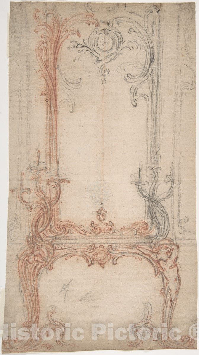 Art Print : Laurent Hubert - Study for a Mantel and Overmantel : Vintage Wall Art