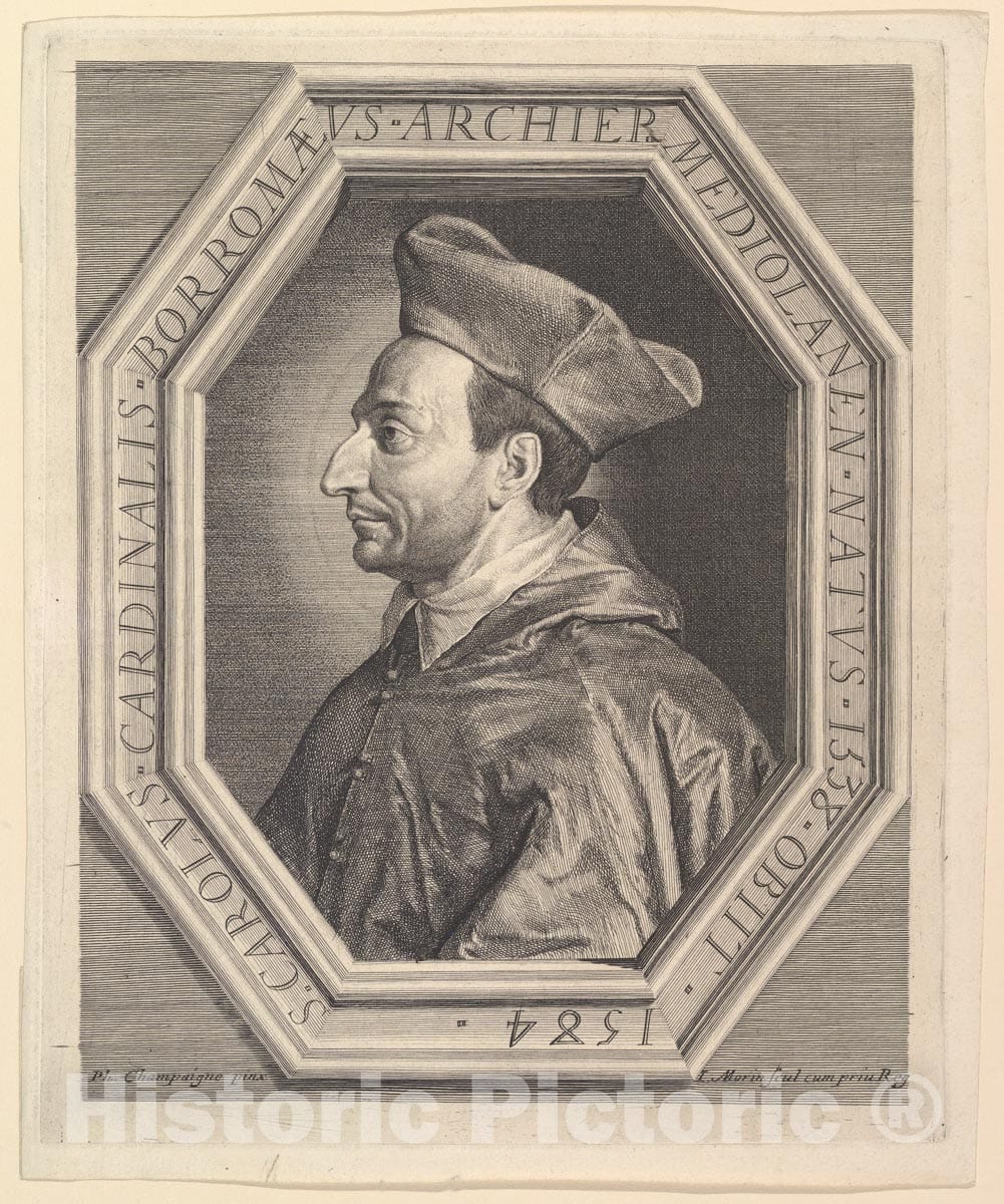 Art Print : Jean Morin - Saint Charles Borromee, Cardinal et archeveque de Milan 1 : Vintage Wall Art