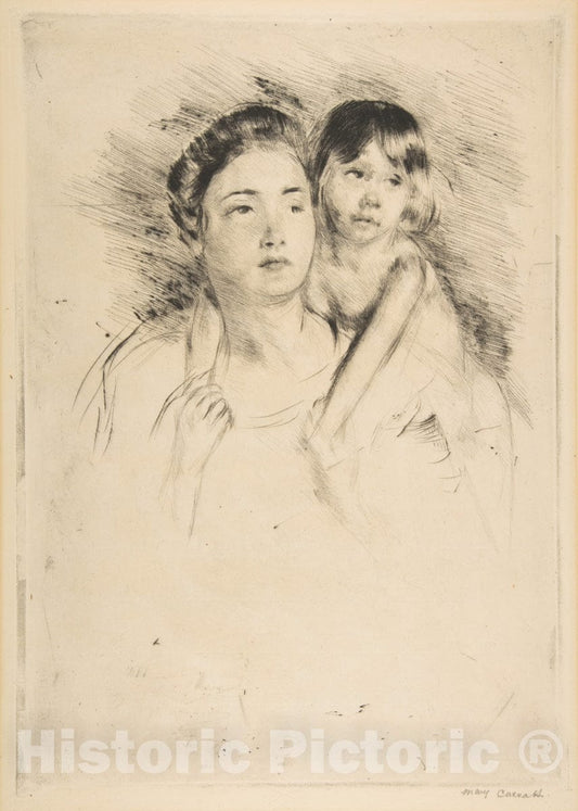Art Print : Mary Cassatt - Denise Holding Her Child by Both Hands : Vintage Wall Art