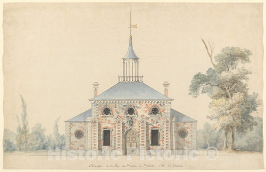 Art Print : François Joseph Belanger - an Elevation for The Projected Mill at Méréville : Vintage Wall Art