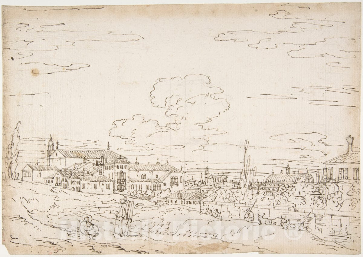 Art Print : Bernardo Bellotto - Padua from The East, with San Francesco and The Salone : Vintage Wall Art