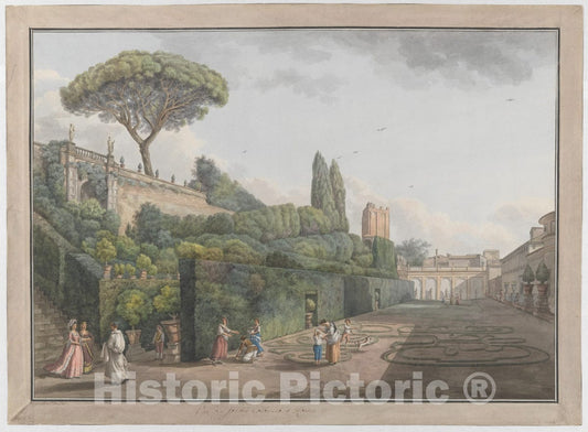 Art Print : Giovanni Volpato - Garden of Palazzo Colonna : Vintage Wall Art
