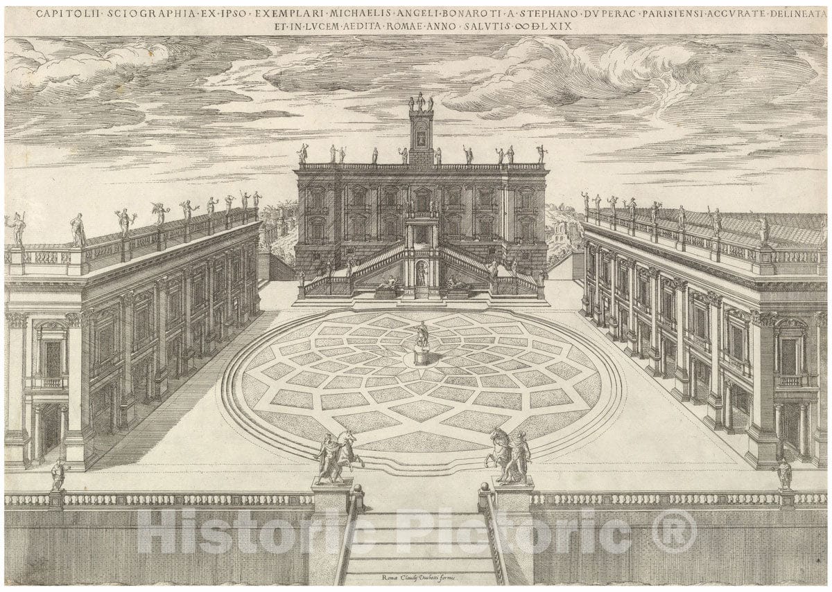 Art Print : Etienne DuPérac - Speculum Romanae Magnificentiae: View of The Roman Capitol : Vintage Wall Art