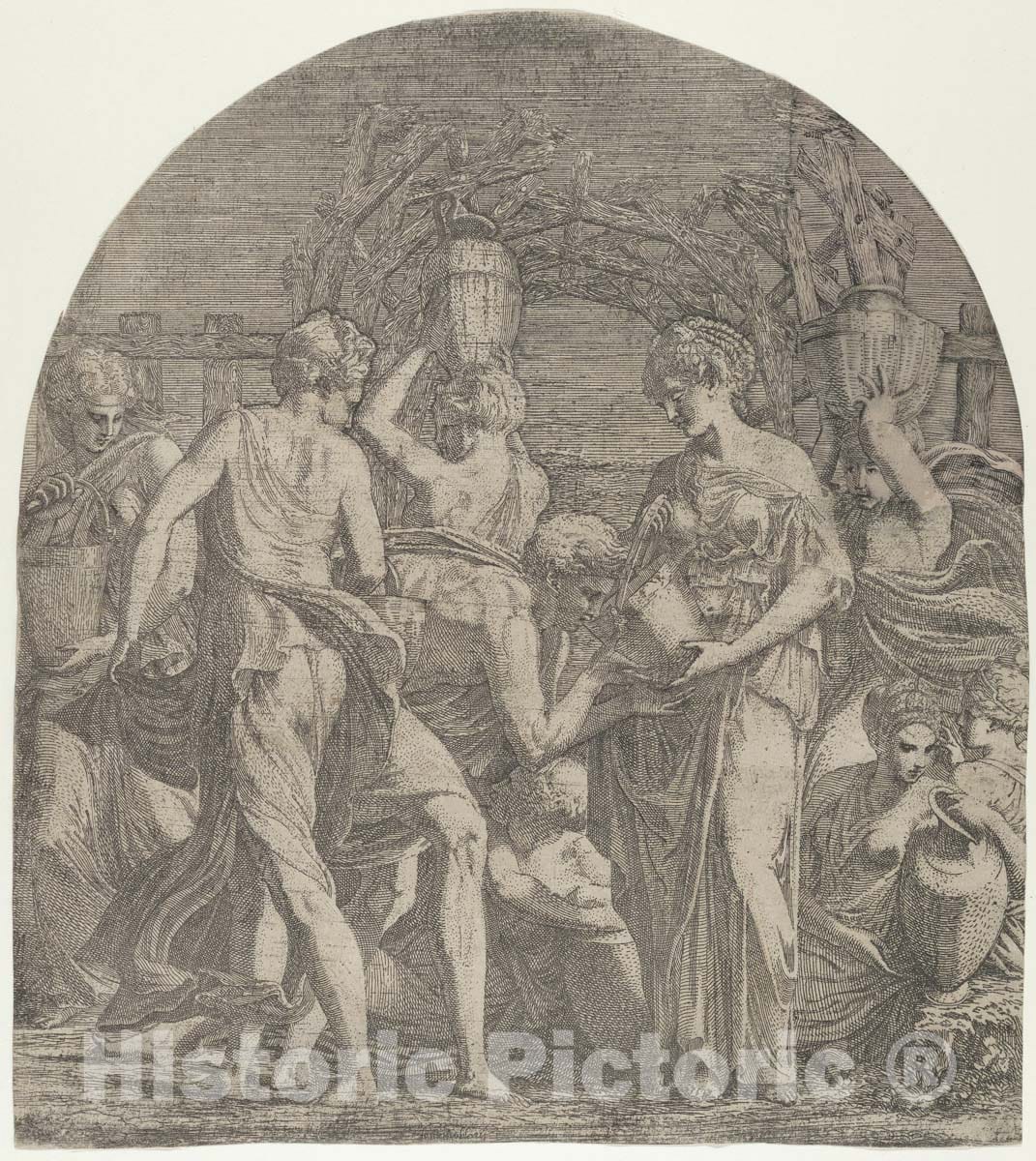 Art Print : Léon Davent - Rebecca and Eliezer at The Well : Vintage Wall Art