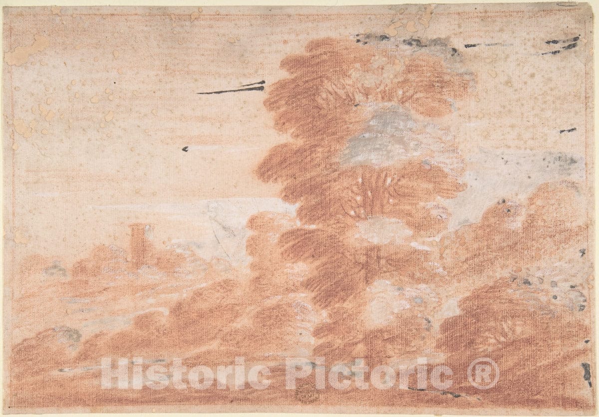 Art Print : Italian, Roman-Bolognese, 17th Century - Landscape 3 : Vintage Wall Art