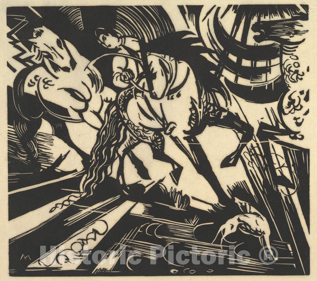 Art Print : Franz Marc - The Riding School : Vintage Wall Art