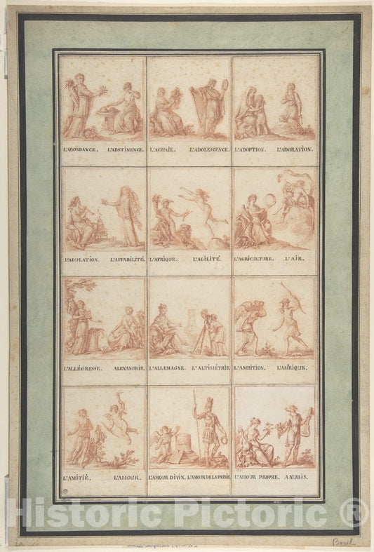Art Print : Antoine Borel - Illustrations for an Allegorical Pattern Book 1 : Vintage Wall Art