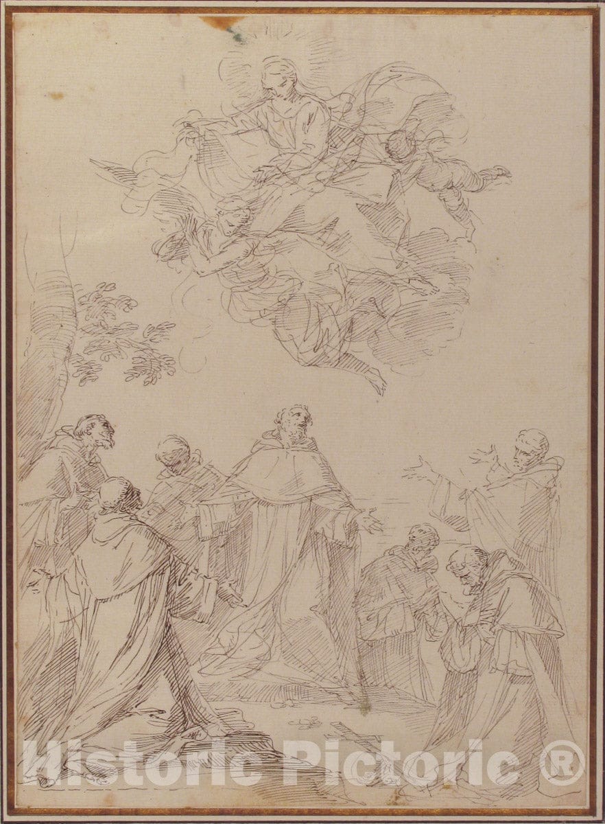 Art Print : Donato Creti - The Virgin Bringing The Habit to The Seven Founding Fathers of The Servite Order : Vintage Wall Art