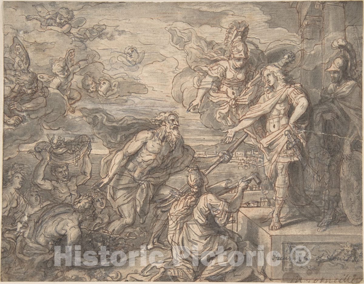 Art Print : Michel Corneille The Younger - Neptune and Other Marine Deities Paying Homage to Louis XIV : Vintage Wall Art