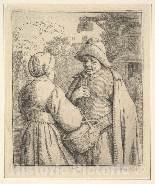 Art Print : After Adriaen Van Ostade - Conversation in The Street : Vintage Wall Art