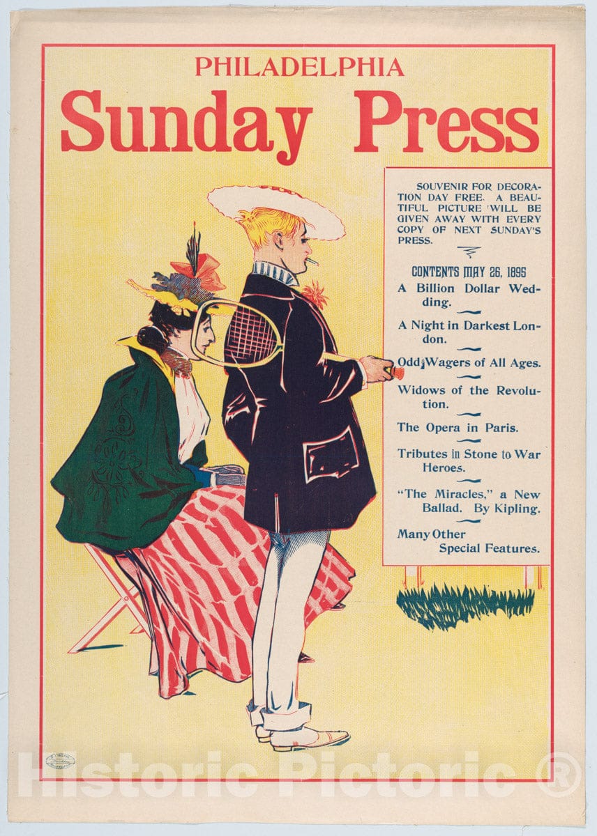 Art Print : George Reiter Brill - Philadelphia Sunday Press: May 26, 1895 : Vintage Wall Art
