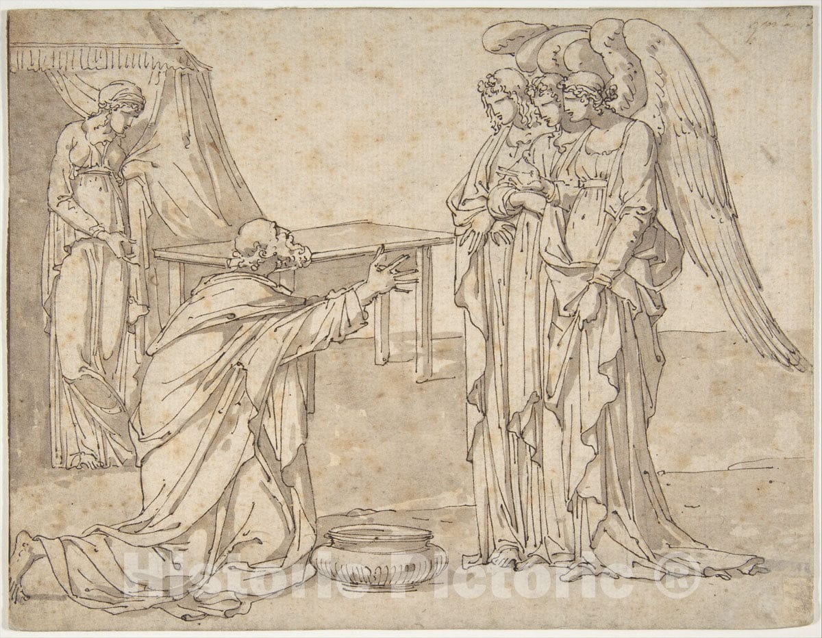 Art Print : Charles Meynier - Three Angels Visiting Abraham : Vintage Wall Art