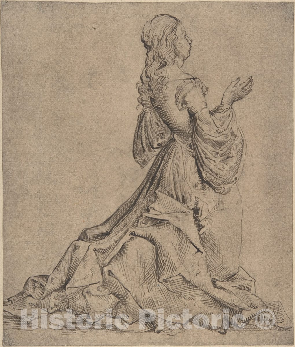 Art Print : Matthäus Zasinger - Kneeling Female Figure : Vintage Wall Art