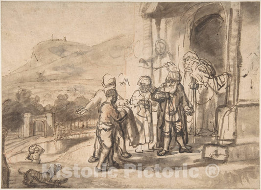 Art Print : Nicolaes Maes - Jacob Receiving Joseph's Blood-Stained Cloak (Recto)