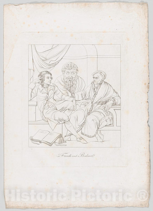 Art Print : Johann Heinrich Lips - Fuessli und Bodmer (Fuseli and Bodmer in Conversation) : Vintage Wall Art
