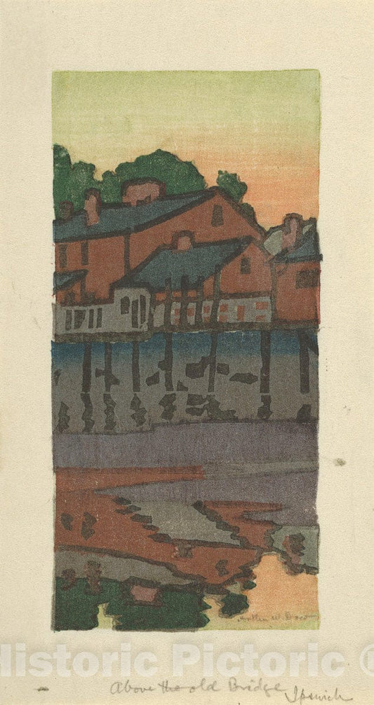 Art Print : Arthur Wesley Dow - Above The Old Bridge, Ipswich, or Little Venice : Vintage Wall Art