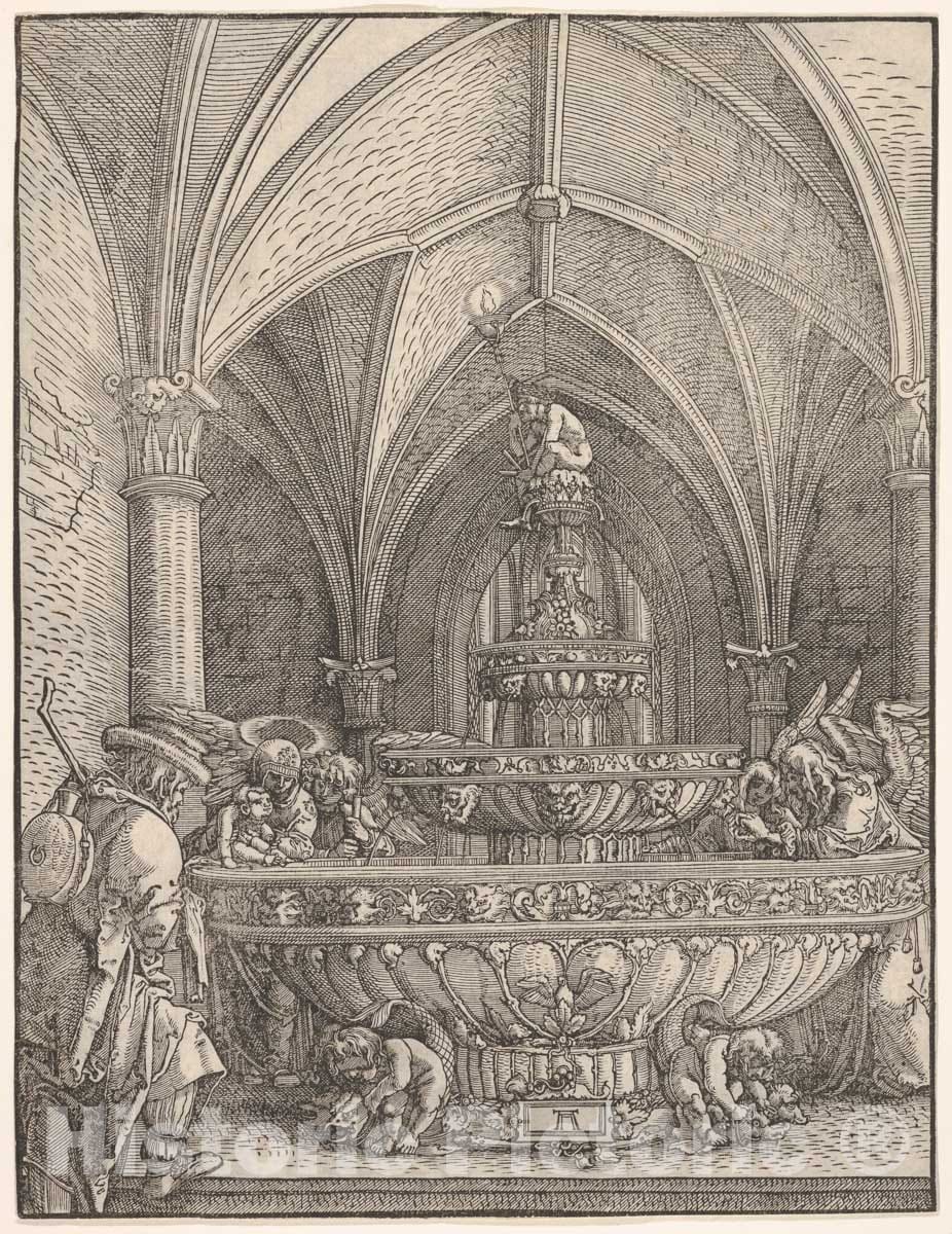 Art Print : Albrecht Altdorfer - Holy Family at a Fountain : Vintage Wall Art