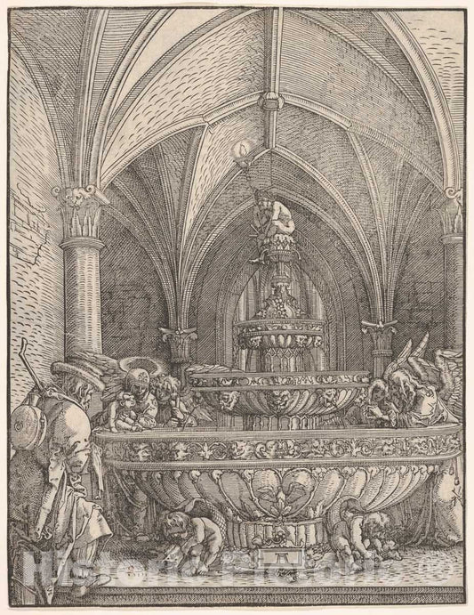 Art Print : Albrecht Altdorfer - Holy Family at a Fountain : Vintage Wall Art